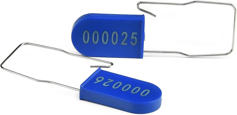 Rasunkae 500pcs Security Metal Wire Padlocks, Plastic Security Seals Disposable Anti-Tamper Tag Locks with Numbered Anti Tamper Tag Hasps (Blue, 500pcs) - Image 1
